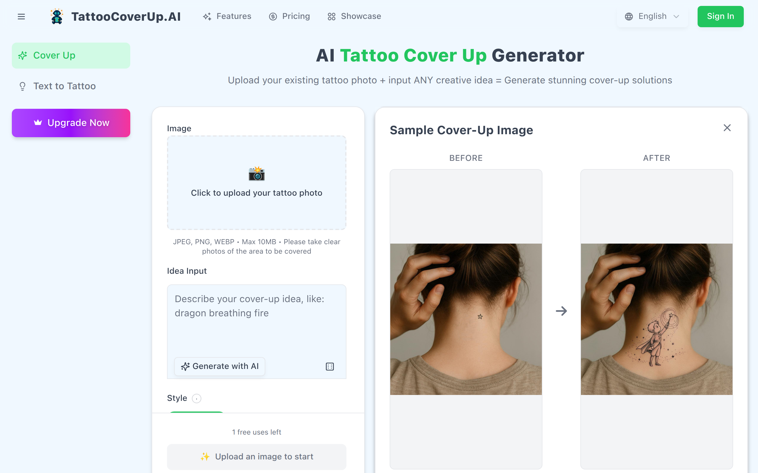TattooCoverUp.AI - Revolutionary AI tattoo cover-up generator