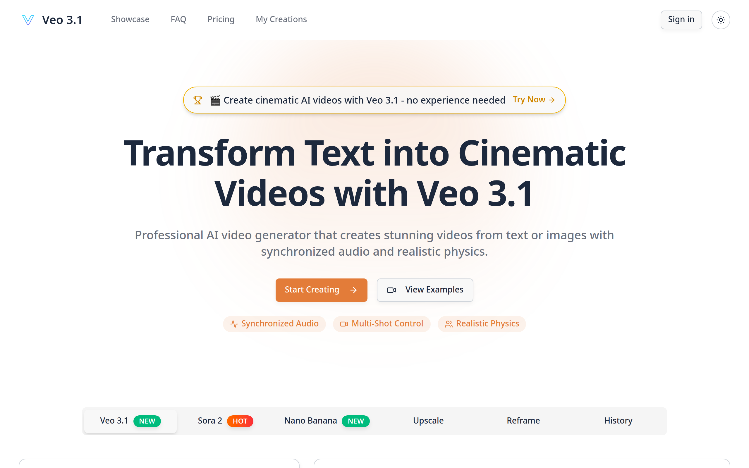 Veo 3.1 - Cinematic AI Video Generator with Audio