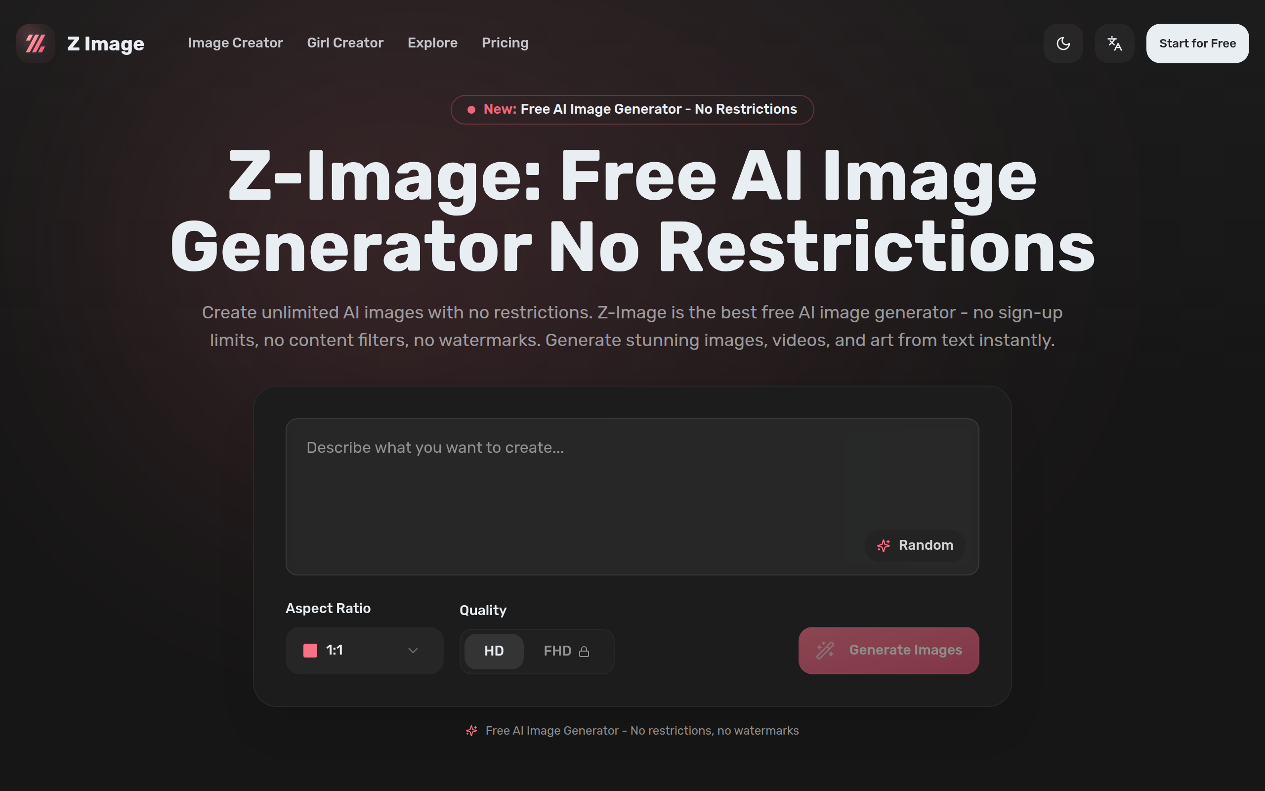 Z-Image: Free AI Image Generator No Restrictions
